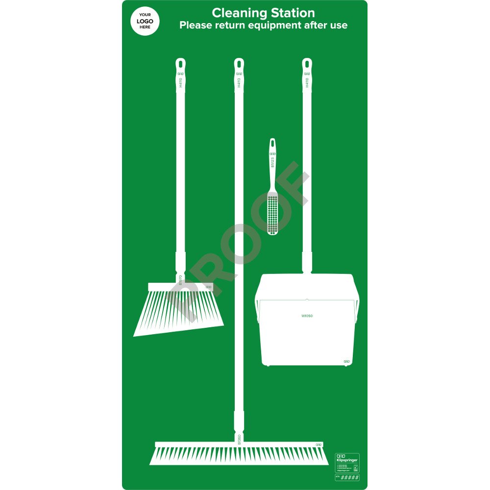 Floor Sweeping Station with Lobby Pan (with utensils) - Green