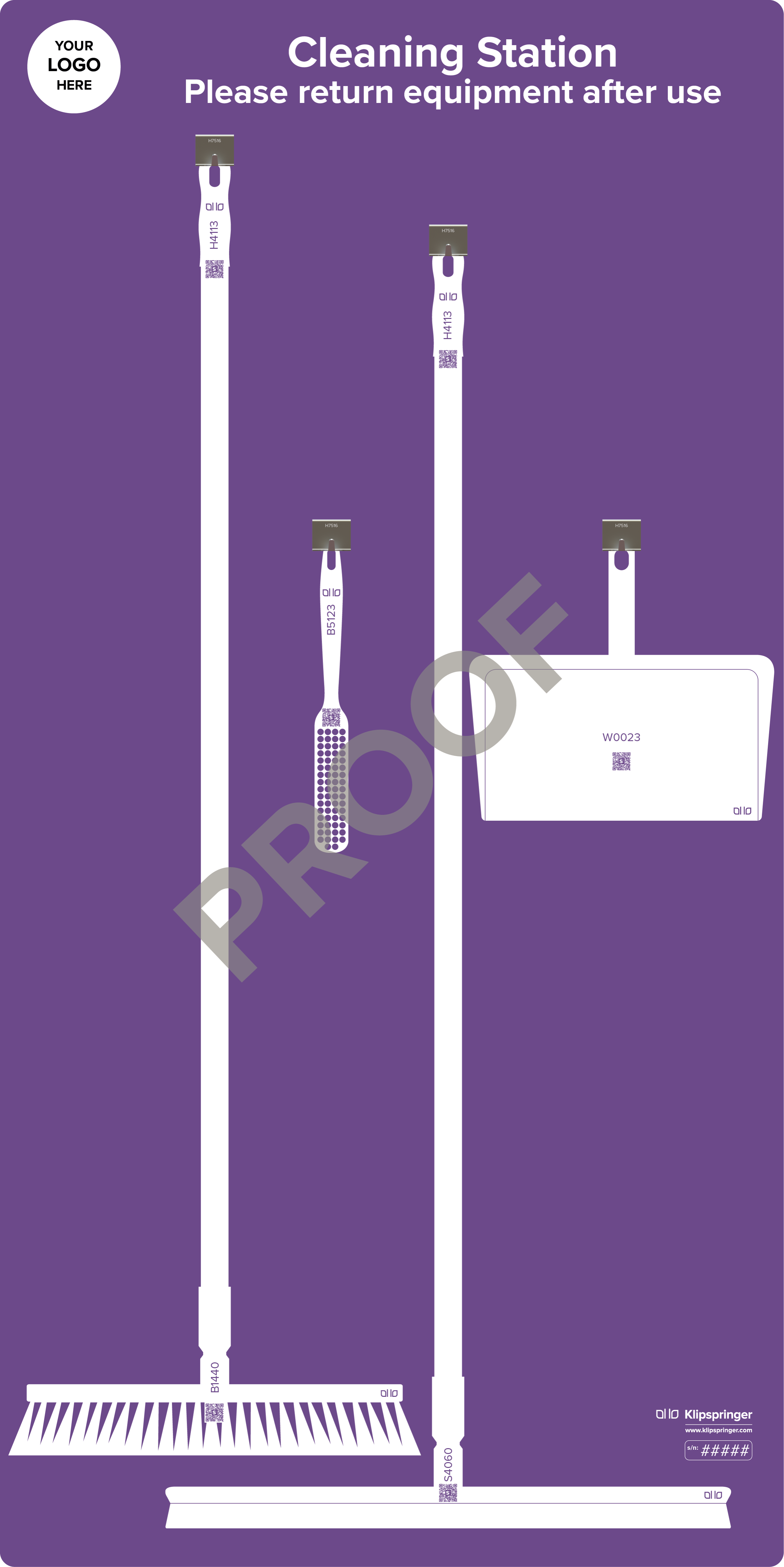 Floor Cleaning Station with Squeegee (with utensils) - Purple