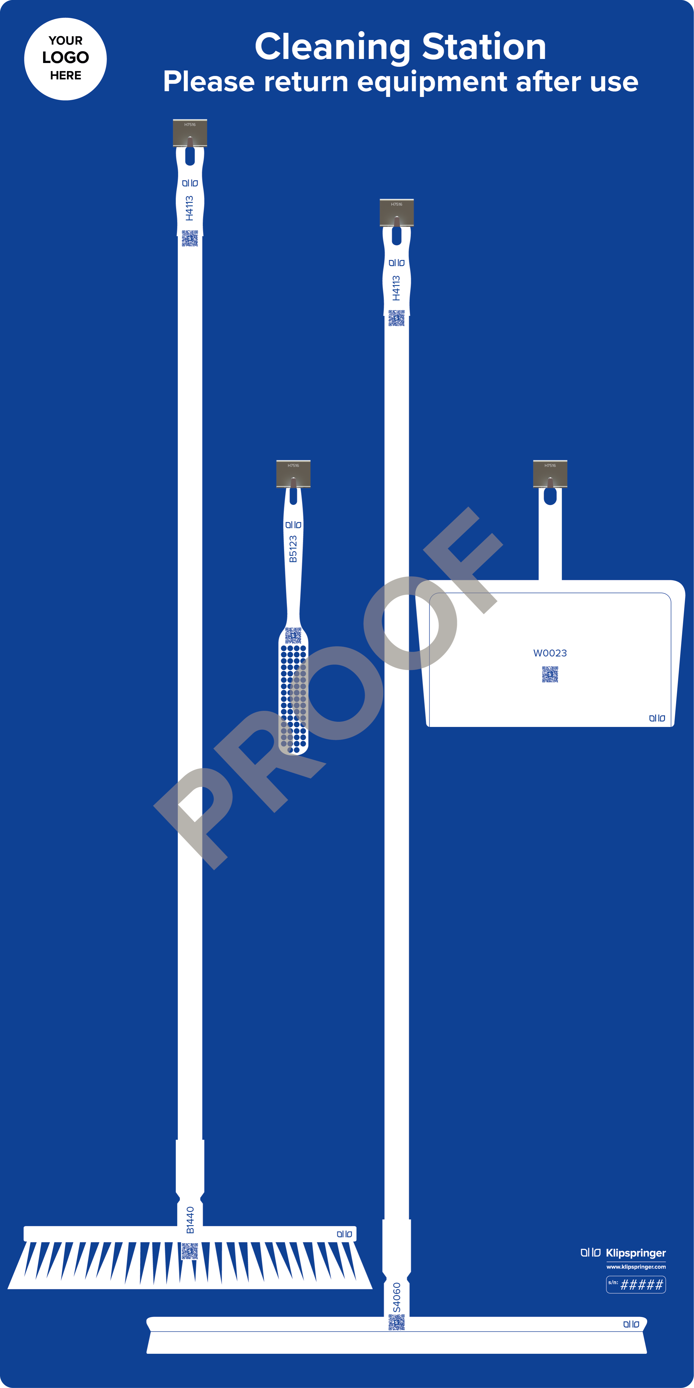 Floor Cleaning Station with Squeegee (with utensils) - Blue
