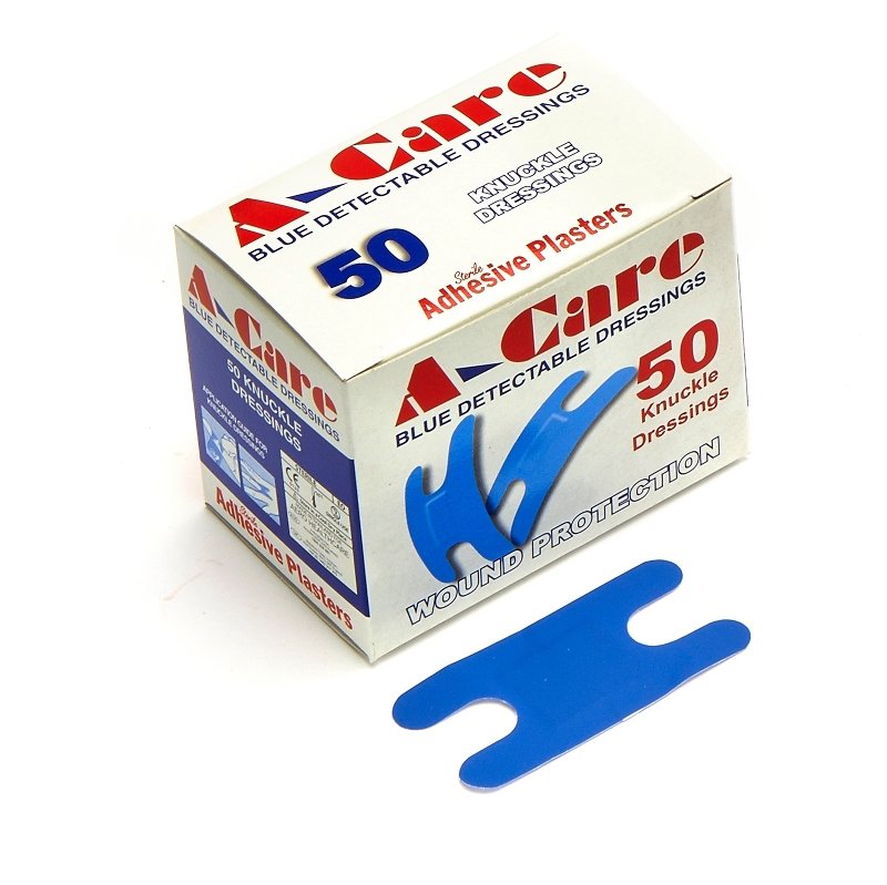 Metal Detectable Plasters - A-care Economy Knuckle Dressing, X50, Blue