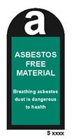 Asbestos free material -   roll of 100 self adhesive vinyl label