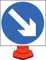 Keep right cone sign 750mm