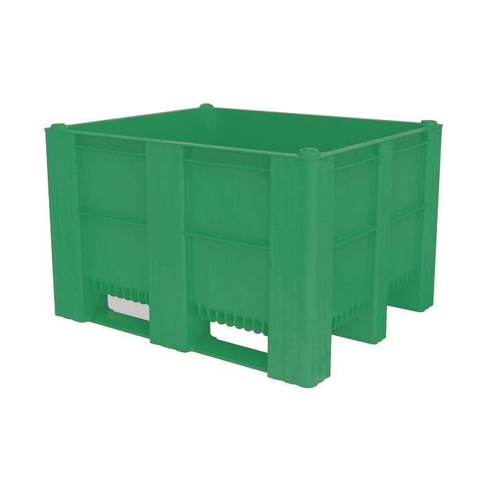 Box Pallet - 605ltr, HDPE, Green, Solid, 1200x1000x740mm