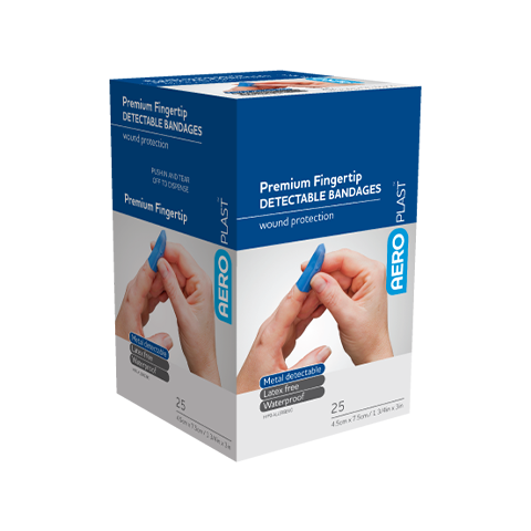 Metal Detectable Plasters - Aeroplast Premium Fingertip Dressing, X25, Blue