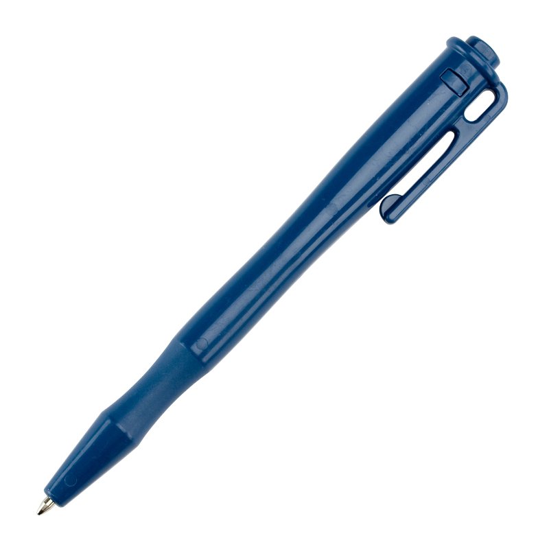 Detectable pen - fixed stick cartridge, with pocket clip and lanyard loop, blue ink, x50