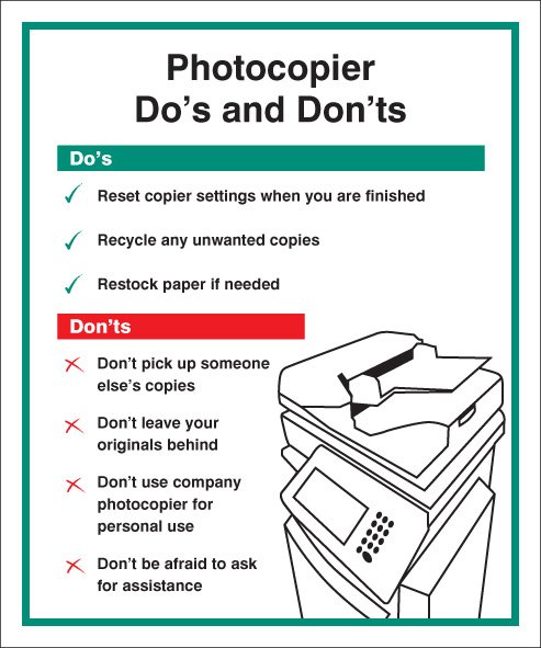 Photocopier - Do's & Dont's