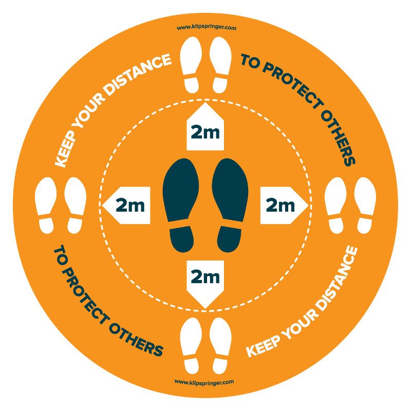 "Keep Your Distance To Protect Others, 2 Metres" Floor Vinyl - Round