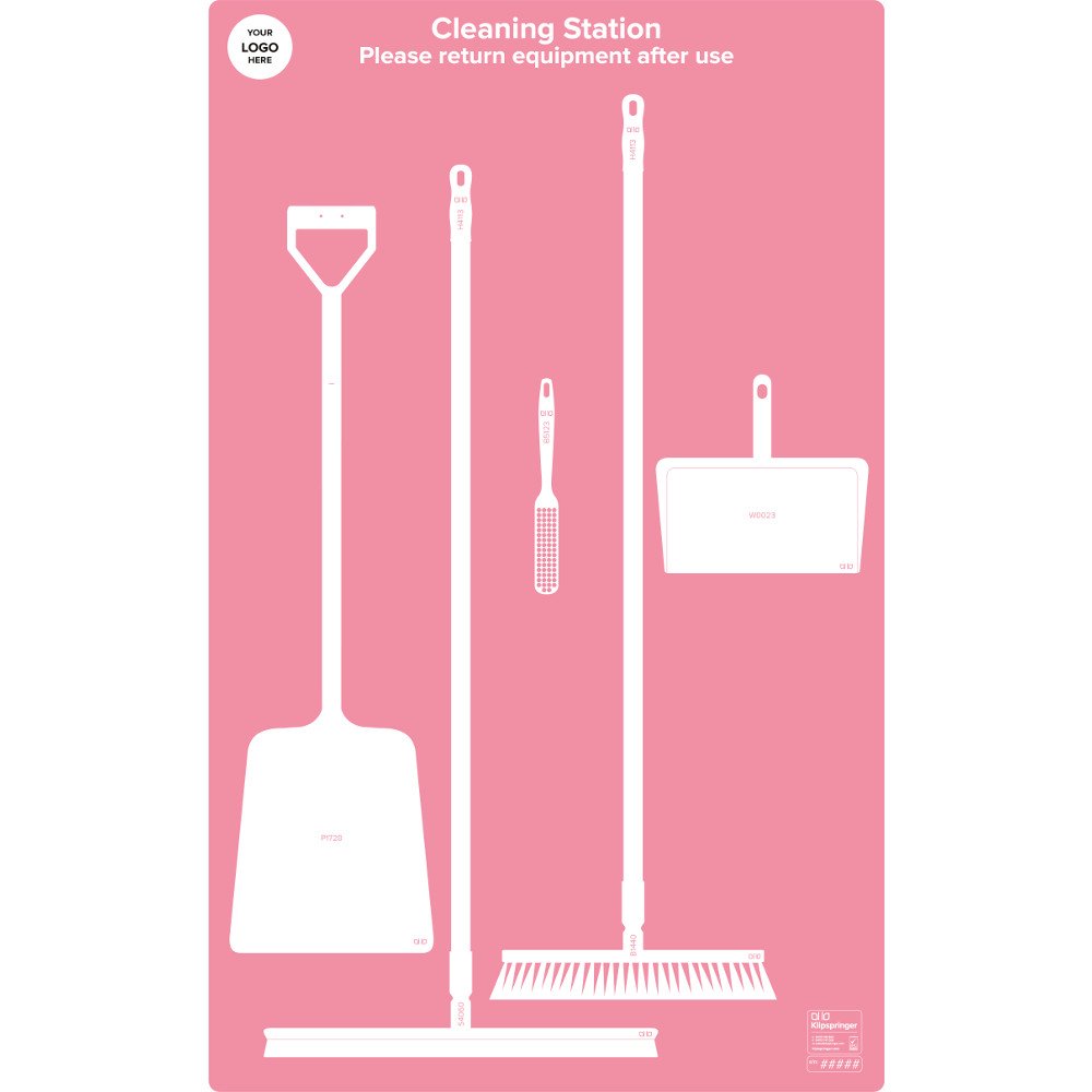 Floor Cleaning Station with Squeegee & Shovel (with utensils) - Pink