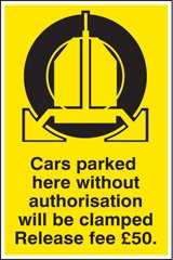 Cars parked clamped - release fee £50