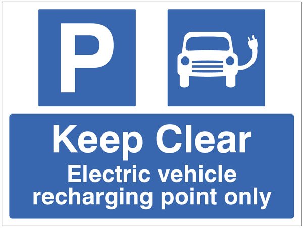 Keep clear Electric vehicle recharging point only