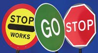 Stop Works Lollipop Sign 450mm dia, 1500mm pole