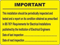 Periodic inspection labels roll of 100, 100x75mm