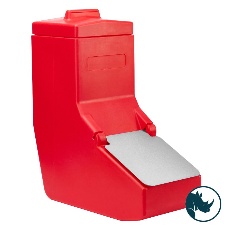 Ingredient dispensing bin - 40 Ltr, stainless steel dispensing lid, red