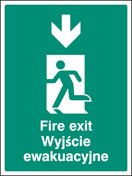 Fire exit arrow down (English/polish)