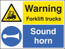 Warning forklift trucks sound horn