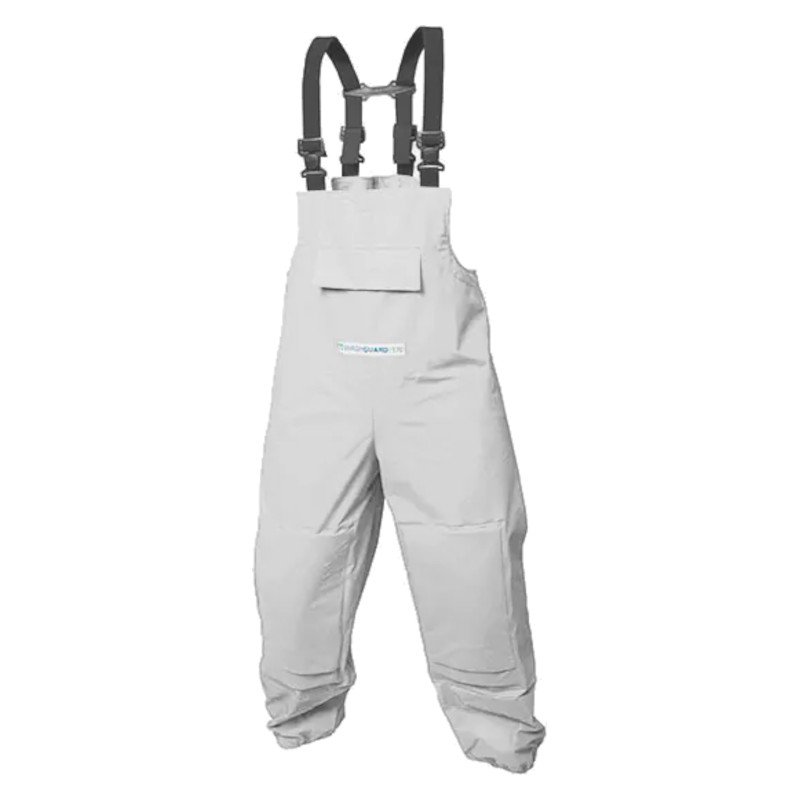 Washguard Chemical Resistant Bib & Brace with Replaceable Kneepads and Chest Pocket, XXL, White