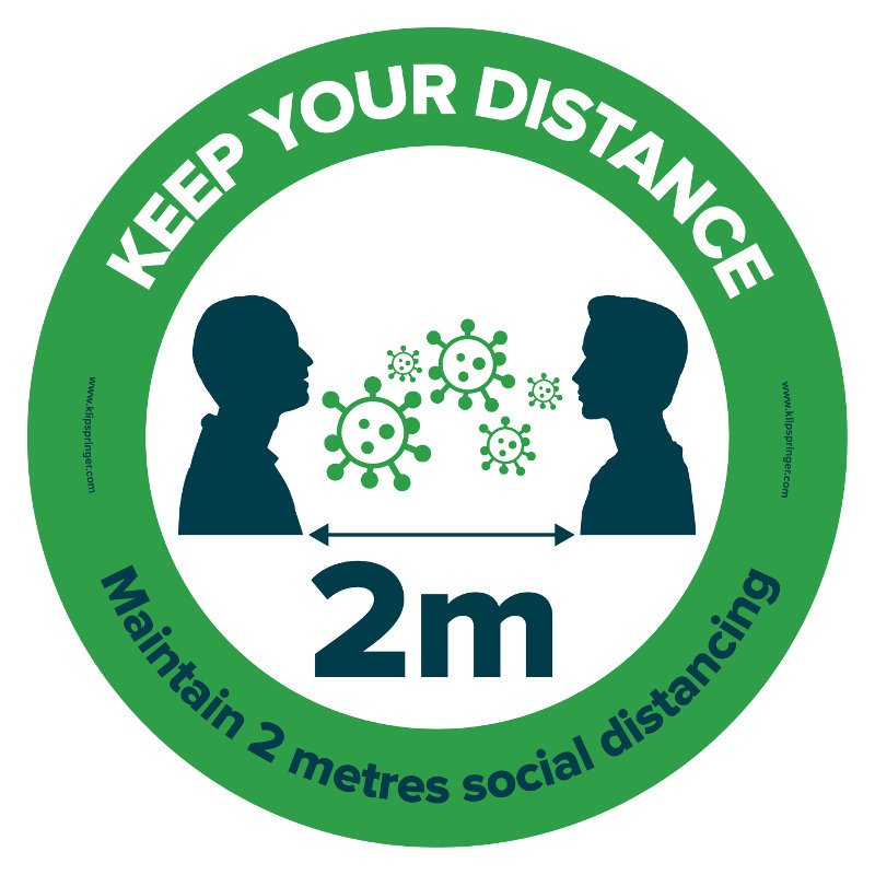 "Maintain 2 Metres Social Distancing" Floor Vinyl - Round