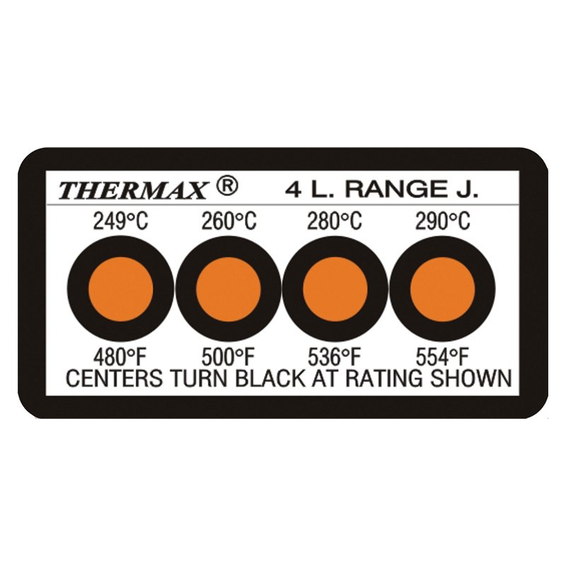 Thermax Irreversible Temperature Indicators, 60 to 77°C: +/-1°C,