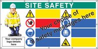 Site safety, multi-message, design your own custom banner c/w eyelets 1270x2440mm