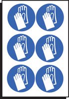 Hand protection symbol 100mm dia - sheet of 6