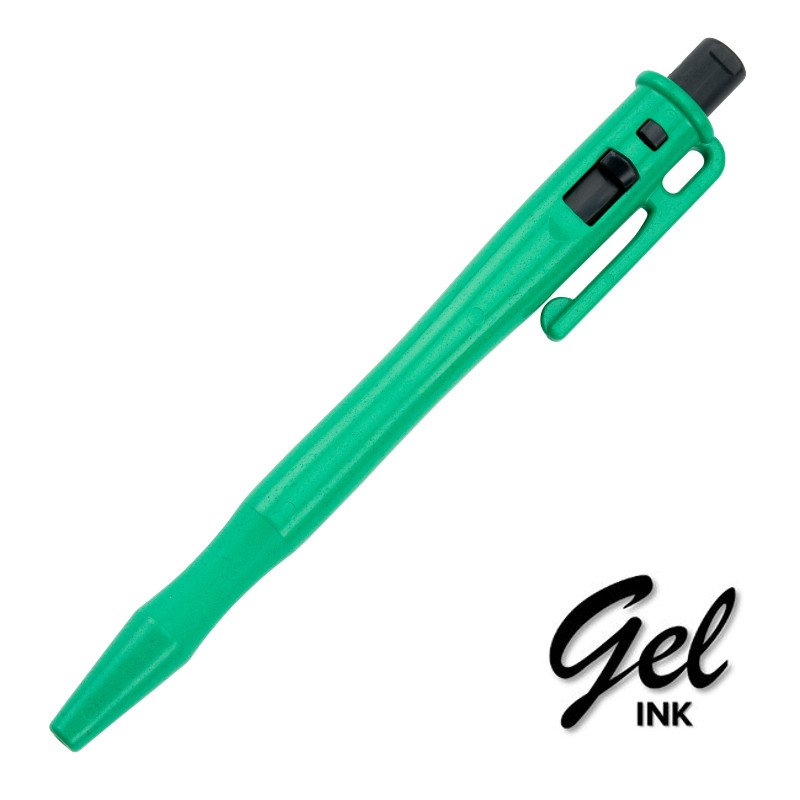 Detectable pen - Gel ink, retractable, with pocket clip and lanyard loop, green housing, black ink, x25