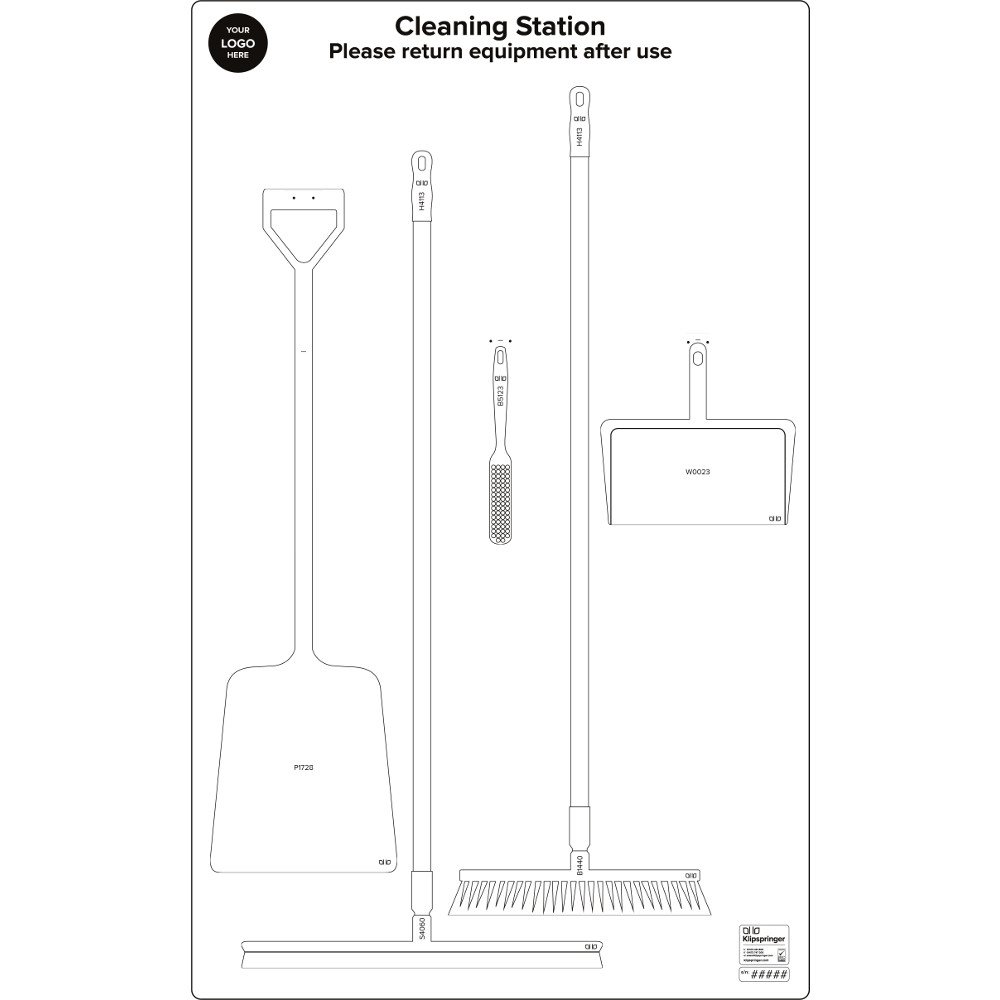 Floor Cleaning Station with Squeegee & Shovel - White