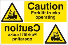 Caution forklift trucks operating reflection sign