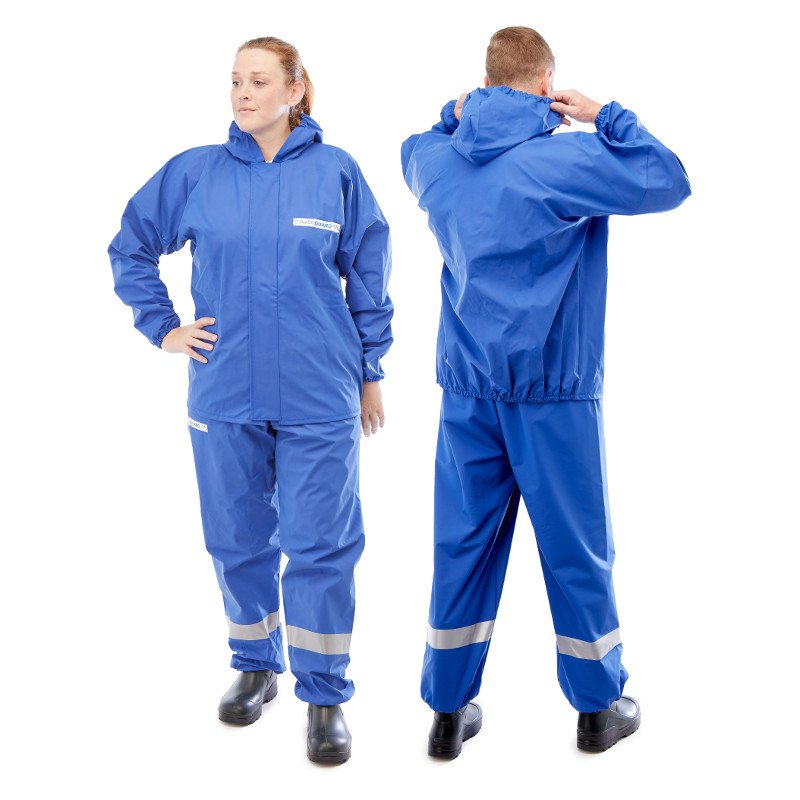 Washguard Chemical Resistant Jacket no Pockets, Large, Blue