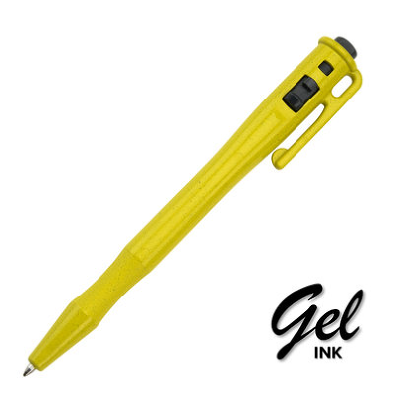 Detectable pen - Gel ink, retractable, with pocket clip and lanyard loop, yellow housing, black ink, x25