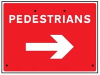 Pedestrians arrow right, 600x450mm Re-Flex Sign (3mm reflective