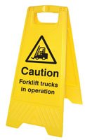 Caution forklift trucks in operation (free-standing floor sign)