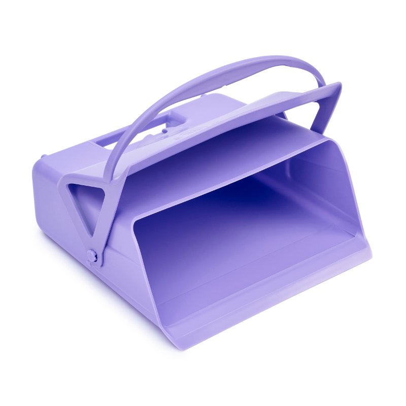 Foodgrade hand dust pan - with hinged lid and clasp, heavy duty, purple