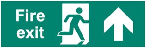 Fire exit double sided with arrow up 1200x400mm 5mm rigid