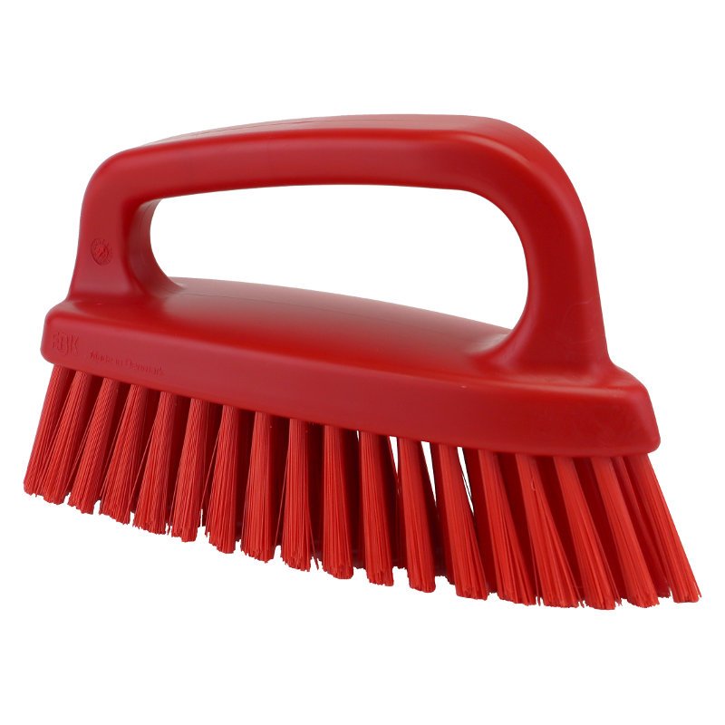 Hand Scrub with Handle and Pointed Nose for Detail Cleaning - Red