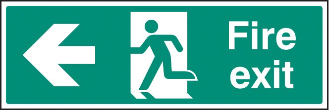 Fire exit arrow left   Size: G (300x100mm)