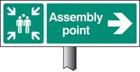 Assembly point right verge sign 450x150mm (post 800mm)