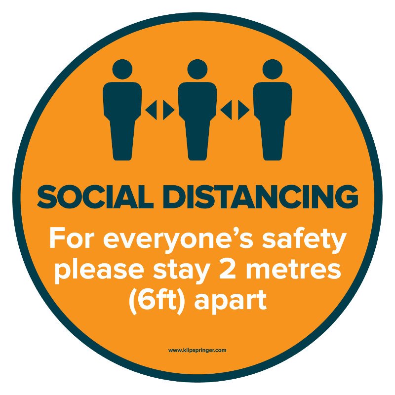 "2 Metre Social Distancing" Floor Vinyl - Round