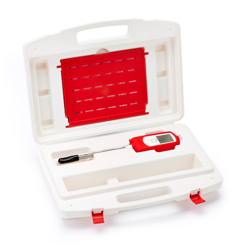 A Food Oil Monitor inside a specialist case that prevents damage and breakages. 