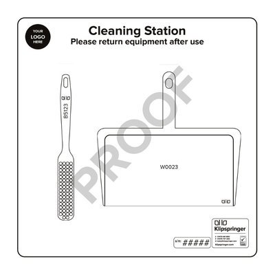 Cleaning Station with Dustpan and Brush- White