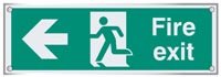 Fire exit left visual impact 5mm acrylic sign 450x150mm c/w stan