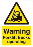 Warning forklift trucks operating - A4 sav