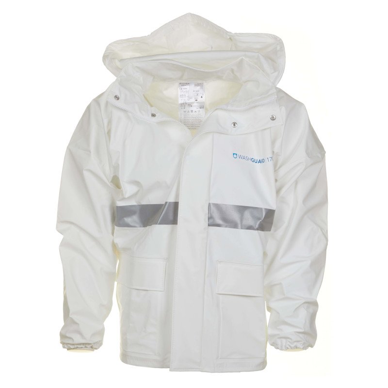 Washguard Chemical Resistant Jacket with Pockets, XXXL, White