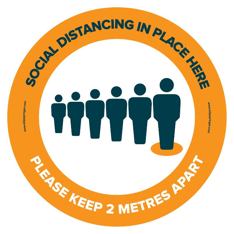 "Social Distancing In Place Here, 2 Metres" Floor Vinyl - Round