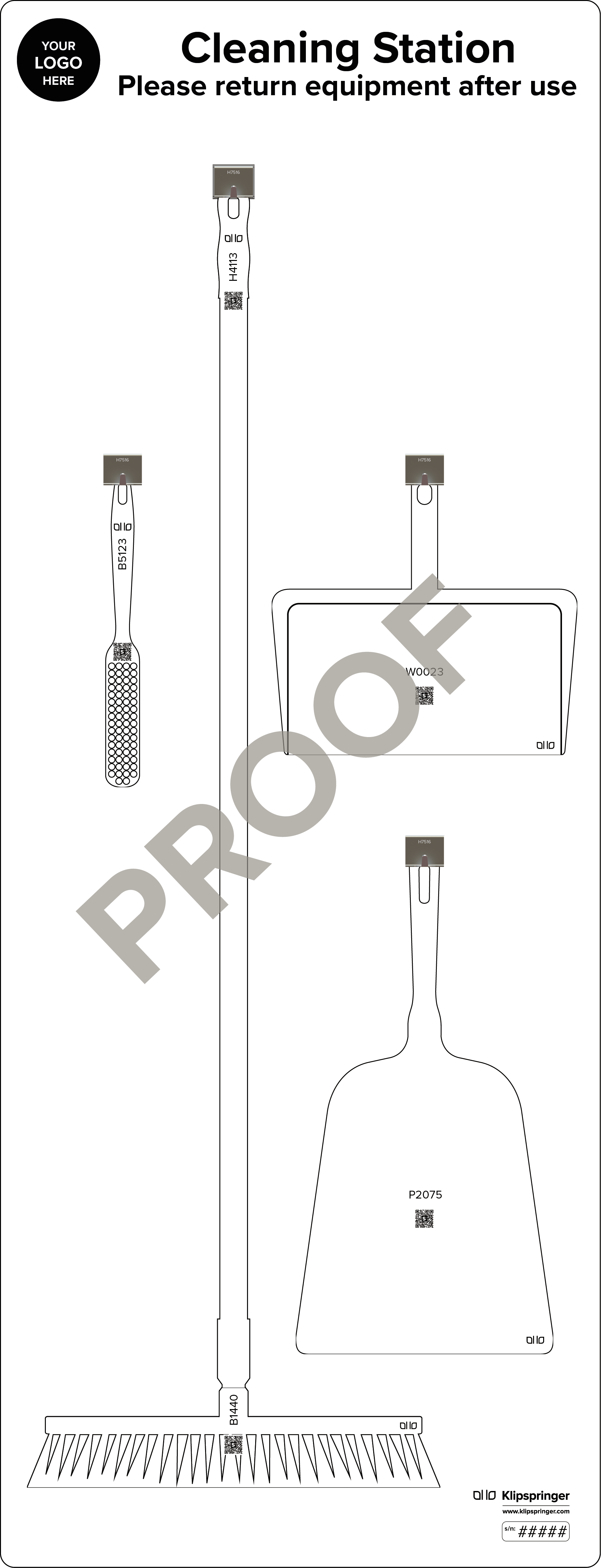 Floor Cleaning Station with Hand Shovel (With Utensils) - White