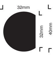 Impact protection semi-circular 40/32 self adhesive