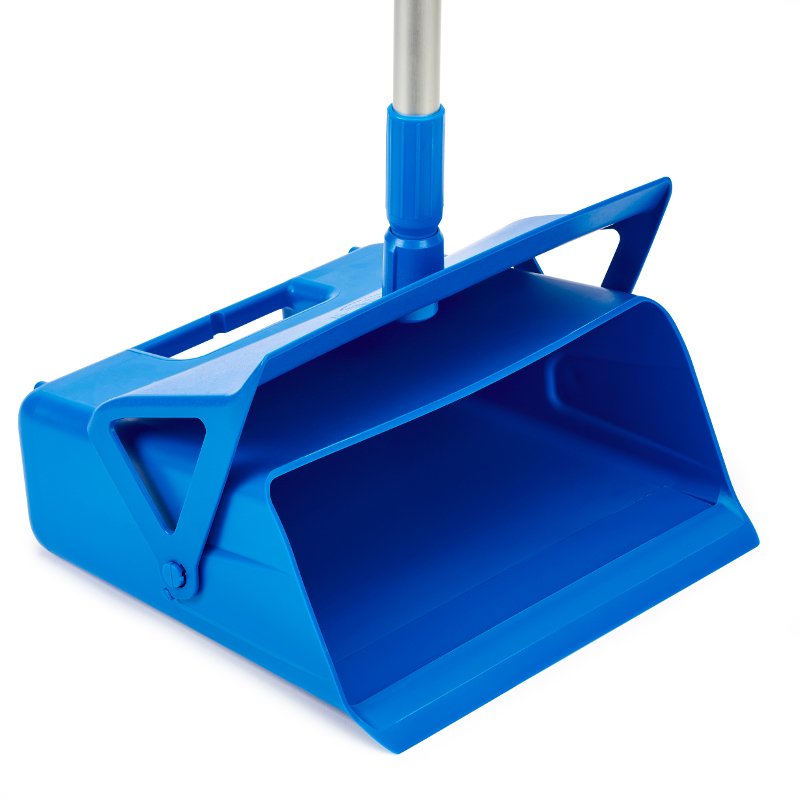 Foodgrade lobby pan - heavy duty, c/w. 800mm handle, 310mm wide, Blue