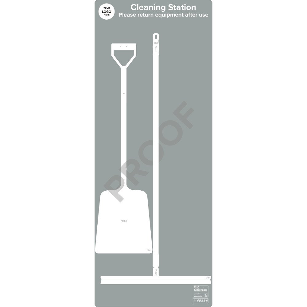 Cleaning Station with Shovel and Squeegee (with utensils) - Grey