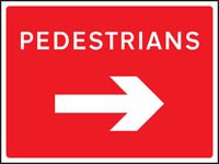 Pedestrians arrow right 1050x750mm Class RA1 zintec