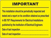 Periodic inspection labels roll of 100, 100x75mm