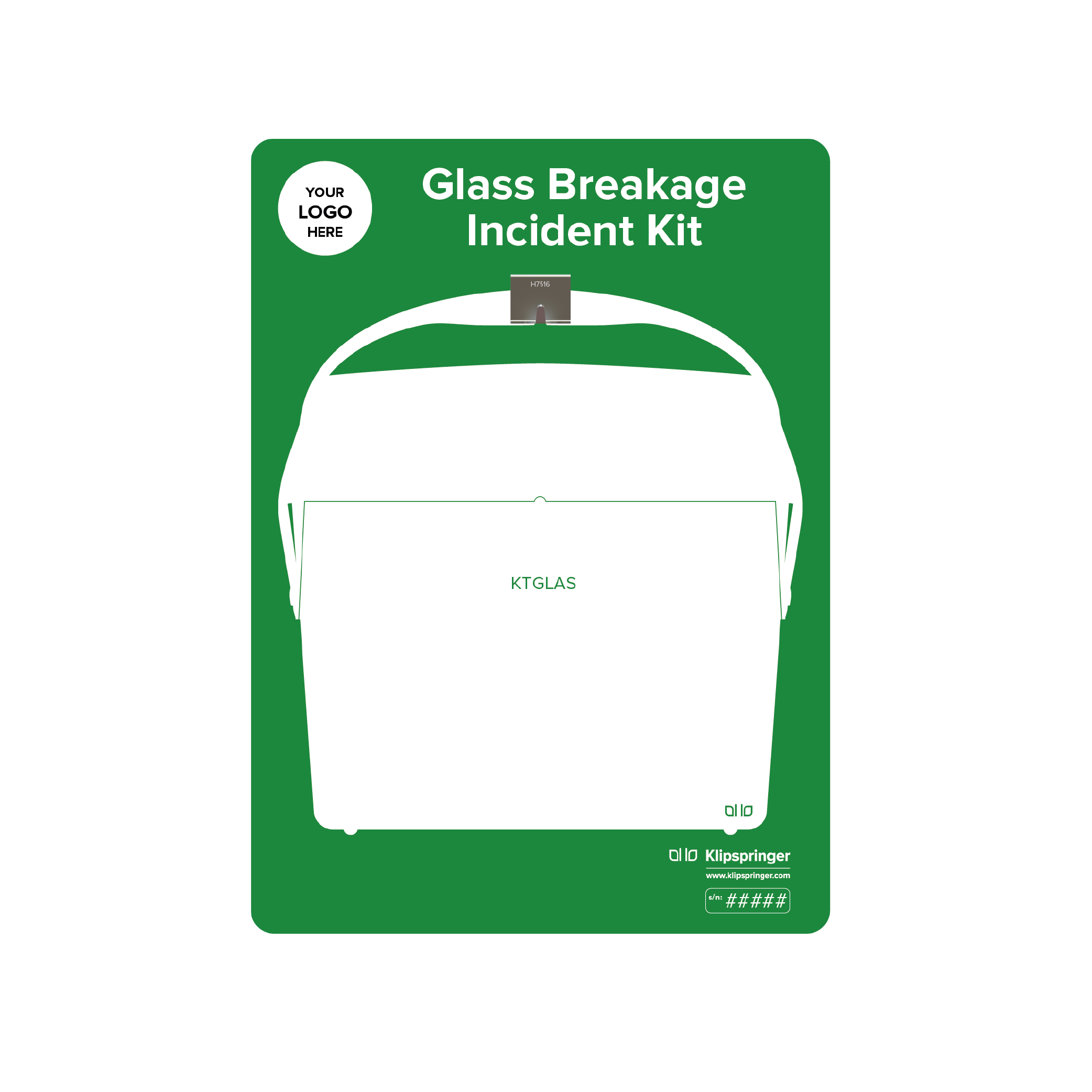 Glass Breakage Spillage Kit Shadow Board, Green